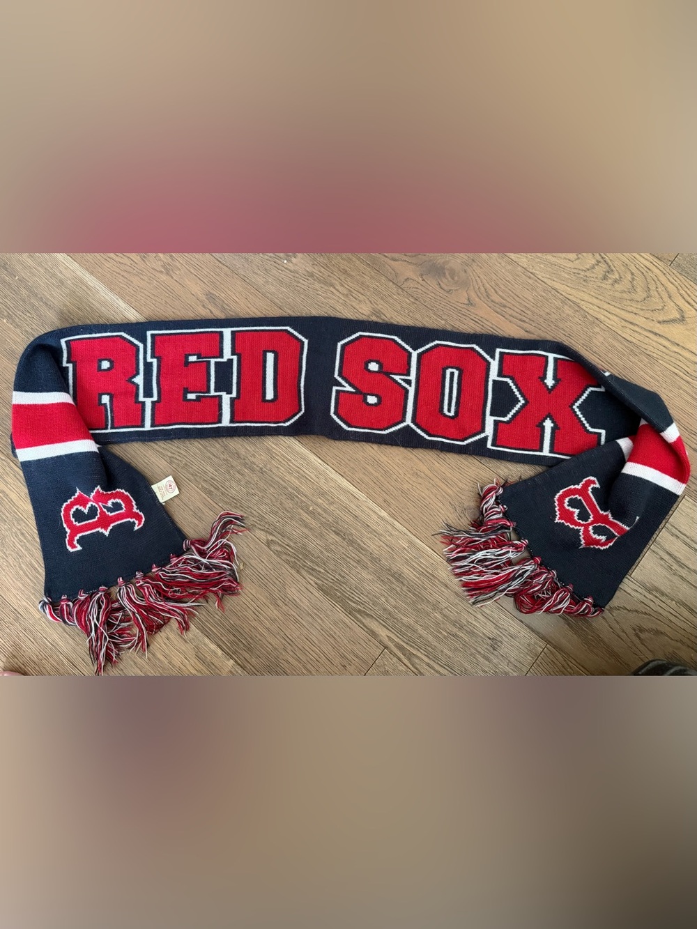 47 Brand Navy Scarf with Red and White Lettering